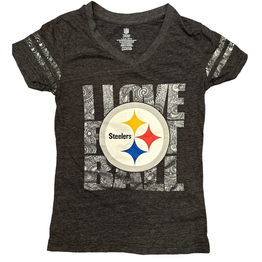 Pittsburgh Steelers Short Sleeve  “I Love‎ Football” Youth Size 10-12 W XXS  Exc